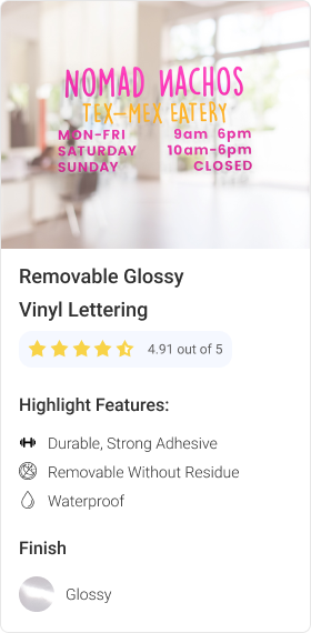 Vinyl Lettering Removable Glossy