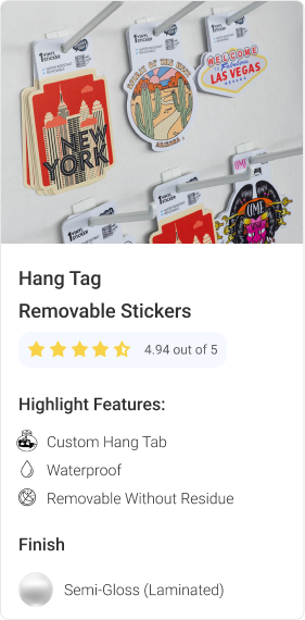 Hang Tag Removable Semi-Gloss Stickers